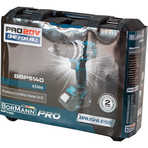 Δραπανοκατσάβιδο Κρουστικό BRUSHLESS 20V 2X2Ah - BORMANN PRO BBP5140