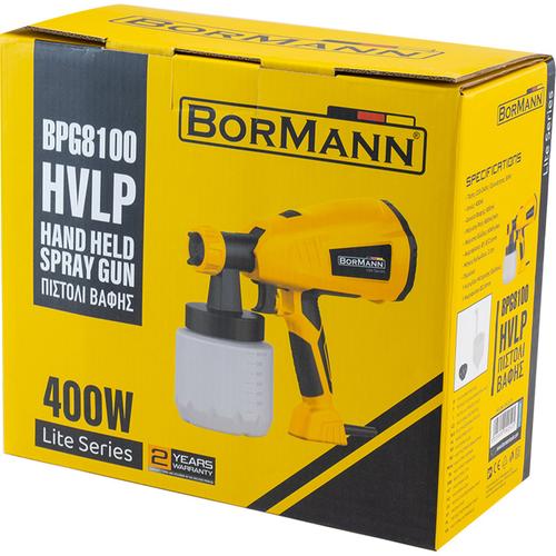 Πιστόλι Βαφής Ηλεκτρικό HVLP 400W, 800ml - BORMANN LITE BPG8100