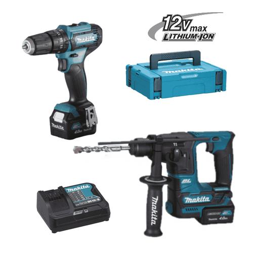 MAKITA CLX235SMJ Σετ 12V Πνευματικό Πιστολέτο HR166D + Κρουστικό δραπανοκατσάβο HP333D με 2x4Ah + ταχυφορτιστή