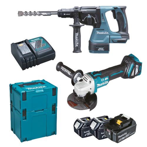 MAKITA DLX2256TJ1 DHR243+DGA513+3xBL1850B+DC18RC+2xMAKPAC