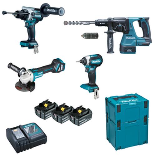 MAKITA DLX4158TJ DHP486+DGA513+DTD153+DHR243+3xBL1850B+DC18RC+2xMAKPAC